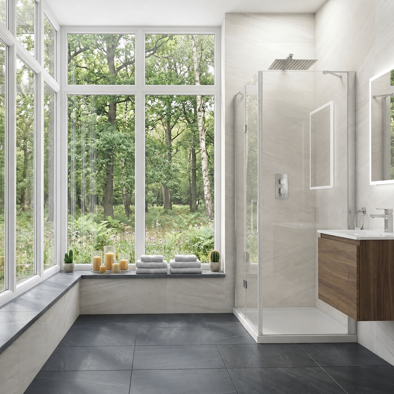 Glyn Hinged Frameless Shower Door – Chrome (1200mm)