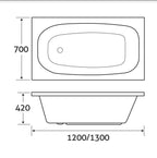 Lanester Standard Acrylic Single Ended Bath 1200x700mm