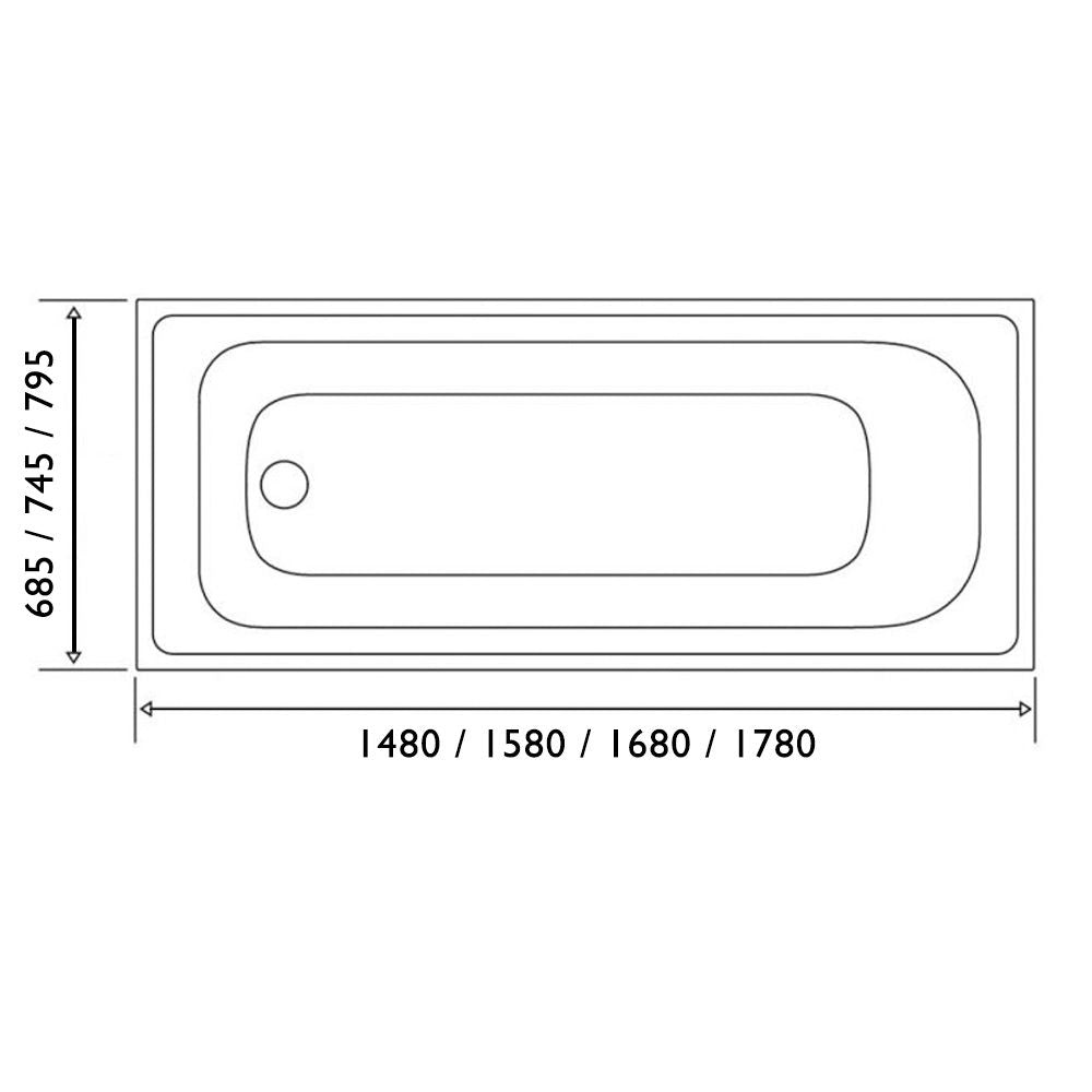 Leigh Reinforced Acrylic Single Ended Bath 1480x685mm
